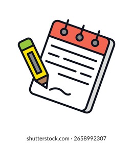 Notizbuchsymbol mit weißem Hintergrund, Vektorgrafik