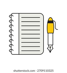 Icono de cuaderno con fondo blanco Ilustración de stock de Vector