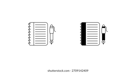 Notebook-Symbol auf weißem Hintergrund, Vektorgrafik