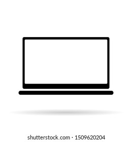 Notebook icon witch shadow. Minimalism style. Isolated object.
Online ststus. Black color. Vector illustration. EPS 10