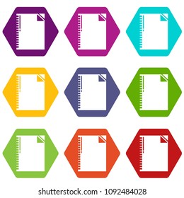 Notebook icons 9 set coloful isolated on white for web