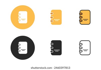 Notebook icons collection in different style flat vector illustration set