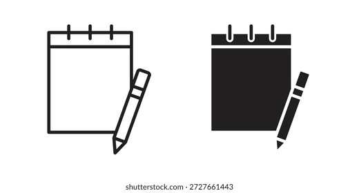 Colección de iconos de cuaderno. Iconos planos lineales delgados y negros