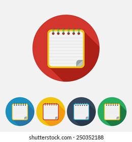 Notebook icons. Flat design. Vector illustration.