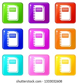 Notebook icons set 9 color collection isolated on white for any design