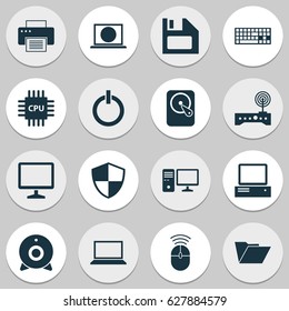 Notebook Icons Set. Collection Of Defense, Router, Keypad And Other Elements. Also Includes Symbols Such As Control, Hard, Computer.