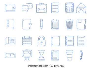 notebook icons set handmade style