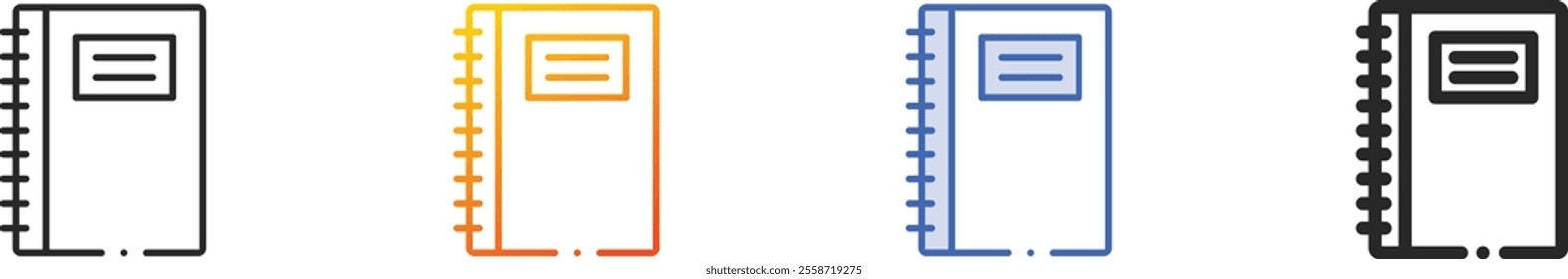 notebook icon.Thin Linear, Gradient, Blue Stroke and bold Style Design Isolated On White Background