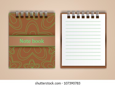notebook with illustration