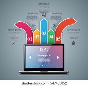 Notebook infographic icon with white reflect.