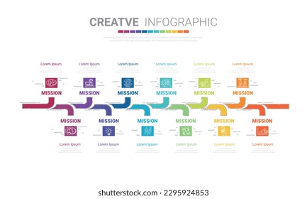 Notebook infographic template for 12 months, 1 year, can be used for noting steps or processes for business in one year, easy to present.