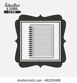 Notebook inside frame icon. Education school learning and study theme. Black and white design. Vector illustration