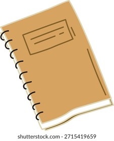 Cuaderno aislado marrón lindo de vuelta a la escuela