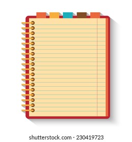 Notebook isolated on whitr background. Flat design.
