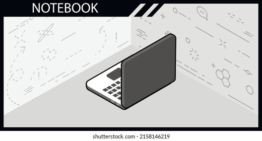 Notebook isometric design icon. Vector web illustration. 3d colorful concept