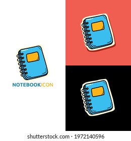 Notebook kawaii icon logo. Back to school cute cartoon hand drawn doodle icon sticker