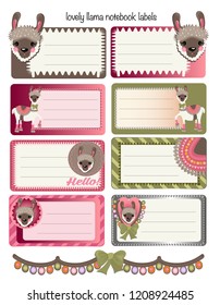 notebook labels with cute llamas
