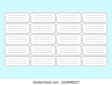 Notebook labels, vector set of 20, minimalist style, print ready, space for text