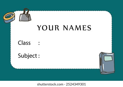 Notebook Labels Vector Template Design. School Book, notebook Labels Template. Set stickers for notebook.