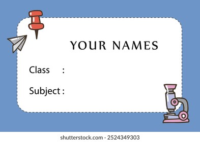 Notebook Labels Vector Template Design. School Book, notebook Labels Template. Set stickers for notebook.