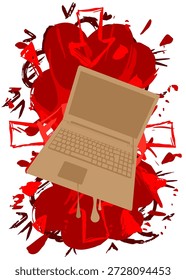 Notebook, laptop graffiti. Abstract modern street art decoration performed in urban painting style.