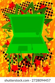 Notebook, laptop graffiti. Abstract modern street art decoration performed in urban painting style.