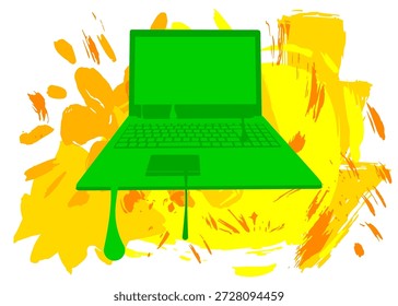 Notebook, laptop graffiti. Abstract modern street art decoration performed in urban painting style.