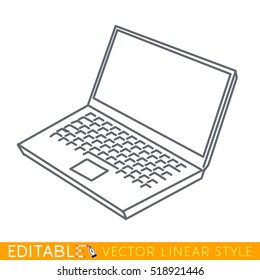 Notebook laptop icon. Editable outline sketch. Stock vector illustration.