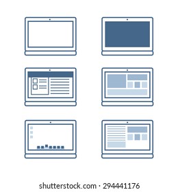 Notebook or laptop icon set in vector
