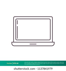 Notebook, Laptop Monitor Display Screen Icon Vector Logo Template Illustration Design. Vector EPS 10.