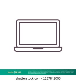 Notebook, Laptop Monitor Display Screen Icon Vector Logo Template Illustration Design. Vector EPS 10.