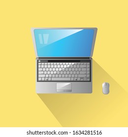 Notebook laptop object vector on yellow background.For graphic design and art work.