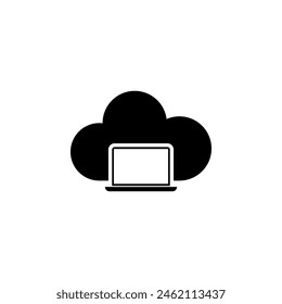 Notebook Laptop Upload Cloud Storage, Backup Anywhere flat vector icon. Simple solid symbol isolated on white background. Laptop Cloud Storage, sign design template for web and mobile UI element