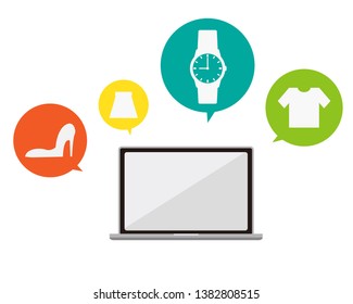notebook laptop, vector illustration,lining draw