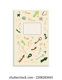 doodle de diseño de bloc de notas Ilustración de la cubierta de flechas Colores de otoño