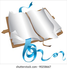 notebook, leather-bound book (vector postcard poster)