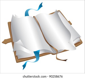 notebook, leather-bound book (vector postcard poster)