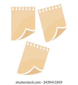 icono de hojas de cuaderno sobre fondo blanco, ilustración vectorial