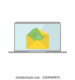 notebook with a letter envelope with money, vector