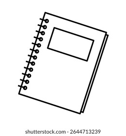 Cuaderno en estilo de arte de línea aislado sobre fondo blanco.