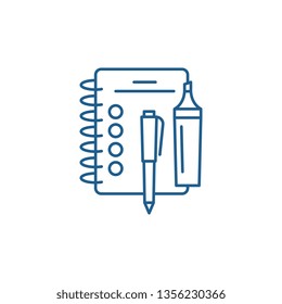 Notebook line icon concept. Notebook flat  vector symbol, sign, outline illustration.