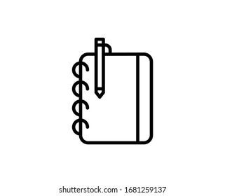 Icono de línea del bloc de notas. Símbolo de esquema de alta calidad para diseño web o aplicación móvil. Signo de línea delgada para el logotipo de diseño. Pictograma de contorno negro sobre fondo blanco