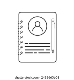 Notebook line icon. High quality outline symbol for web design or mobile app. Thin line sign for design logo. Black outline pictogram on white background.