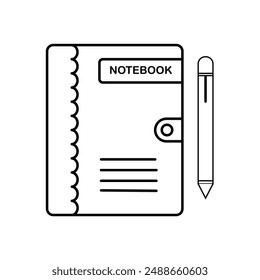 Notebook line icon. High quality outline symbol for web design or mobile app. Thin line sign for design logo. Black outline pictogram on white background.