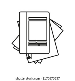 Notebook line icon isolated on white background. Outline thin education business sheet vector.