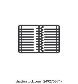 Notebook line icon. linear style sign for mobile concept and web design. Open notebook with lined pages outline vector icon. Symbol, logo illustration. Vector graphics