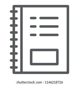 Notebook line icon, office and school, note sign, vector graphics, a linear pattern on a white background, eps 10.