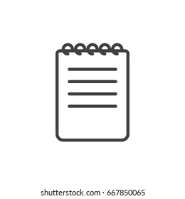 Notebook line icon, outline vector sign, linear style pictogram isolated on white. Note symbol, logo illustration. Editable stroke. Pixel perfect graphics