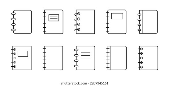 Notebook line icon set. Copybook mockup vector icon collection
