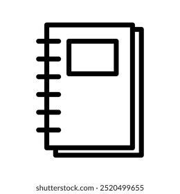 Icono de línea del cuaderno. Signo de línea delgada para el diseño del logotipo. Pictograma de contorno negro sobre fondo blanco
